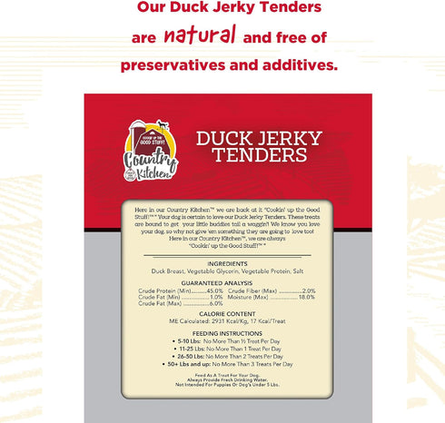 Country Kitchen Duck Jerky Dog Treats, 3 oz, Made with Real Duck, High Protein, Low Fat, No Artificial Colors