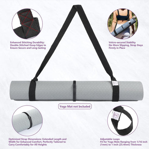 YOGAER Adjustable Yoga Mat Carrier Strap, Thick Sling for Carrying Large Mats and Stretching Band