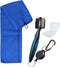Golf Towel and Brush Set | Microfiber Waffle Design Golf Towel 16" X 24" with Retractable Zip-line Brush (Blue)