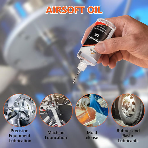 4.4 oz Airsoft Oil lubricating with Needle Oiler Pure Silicone Lubricant Airsoft Chamber Lube for Airgun Lubrication