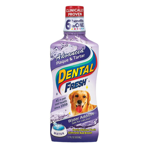 Dental Fresh Advanced Water Additive, 17oz – Dog Teeth Cleaning Formula for Oral Health and Fresh Breath