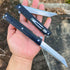 DC53 G10 Flipper Pocket Folding Knife, Steel Blade and Black Handle, with Pocket Clip and Glass Breaker, EDC Tool Knife