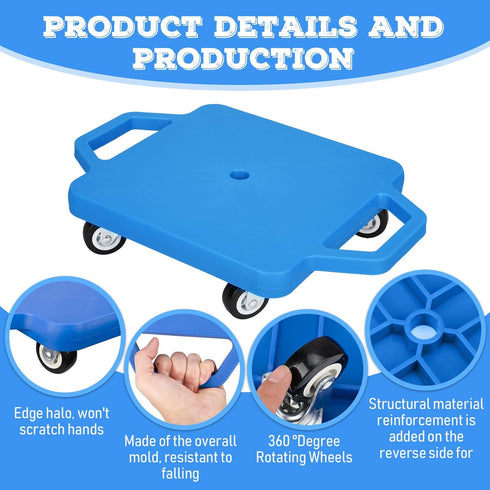 3 11 11 inch Jerify Pieces Sports Scooter Board Bulk with Handles Gym Floor Scooter for Kids Children Plastic Roller