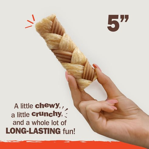 Cadet Chewalicious Chewy 'N Crunchy Braid Dog Treats, Rawhide-Free, Real Chicken, 3 Count