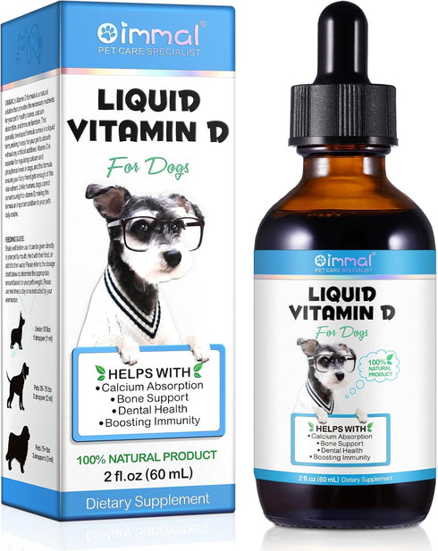 Vitamin D for Dogs, Liquid D Drops for Calcium Absorption, Supports Hip & Joint Health - Bacon Flavour