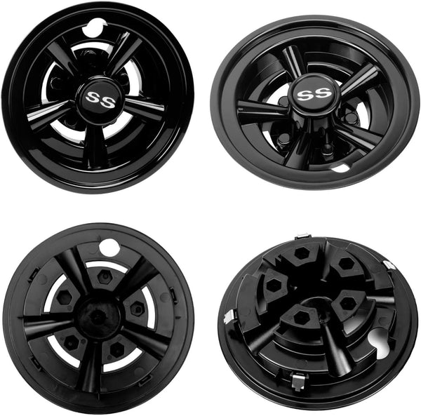 NOKINS Golf Cart SS Wheel Covers Hubcaps, 8 Inch Snap-on Installation (Set of 4), Fits EZGO Yamaha Club Car