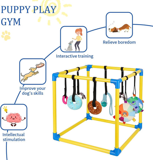 8 19.5"x19.5"x19.5" Liitrton Puppy Play Gym - Small Dogs Play Gym with Hanging Toys, Indoor Puppy Jungle Gym