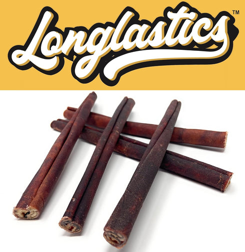 12" 5 Count Longlastics Thick Collagen Chew Sticks for Dogs, - Long Lasting Beef Bully & Rawhide Alternative Treats