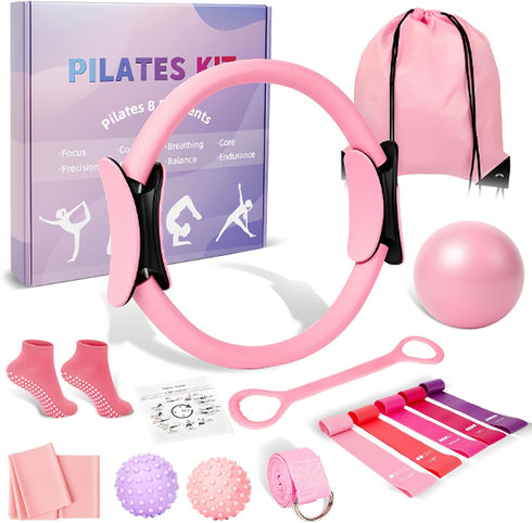 Womefic Pilates Ring and Ball Set for Women, Home Workout Pilates Kit, Magic