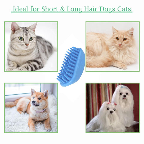Dog Bath Brush - Pet Silicone Shampoo Brush, Rubber Shower Wash Curry Brush for Shedding Grooming and Massage