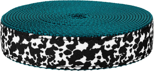 Country Brook Design - Dairy Cow Ribbon on Teal Nylon Webbing (3/4