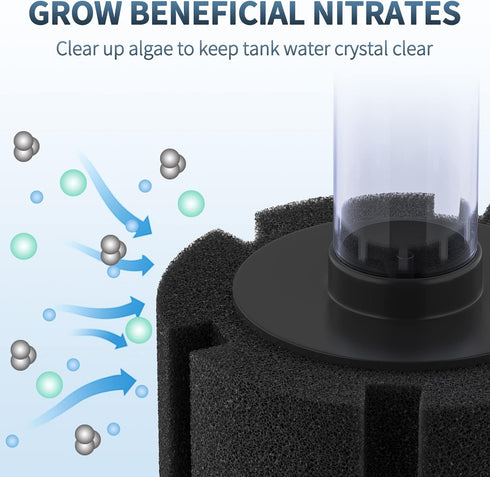 Pawfly Quiet Bio Sponge Filter for Betta, Fry, Shrimp, and Small Fish, Up to 20 Gallons
