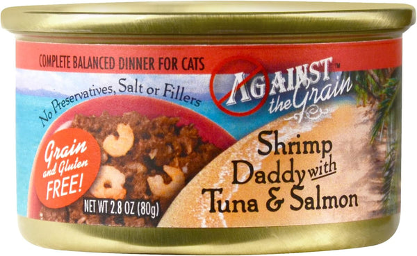 Against The Grain Shrimp Daddy with Tuna & Salmon Canned Cat Food, 24/2.8 oz