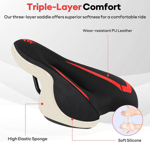 MSDADA Road Bike Seat Mountain Bike Saddle - Soft Cushion Padded Gel Bicycle Seats for Comfort Men Women - Comfortable
