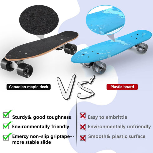 Skateboard Complete - 22 Inch Mini Cruiser for Beginners, Kids, Boys, and Girls