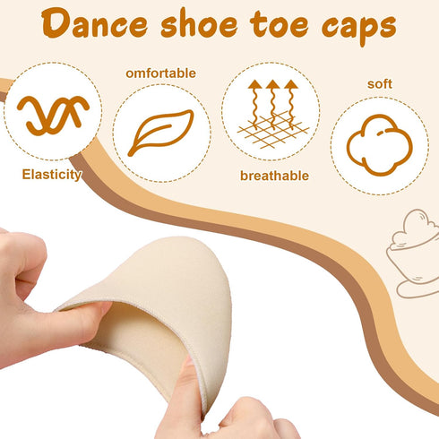 Eldraqth 2 Pairs Ballet Toe Pads for Pointe Shoes, Breathable Ballet Toe Pads for Heels Dance Foot Cover Pouch