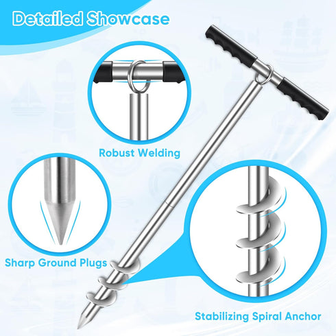 GADFISH Boat Anchor, 30.7-inch Stowable Shallow Water Anchor Kit for Dive Beach, Kayak Anchor Trolley