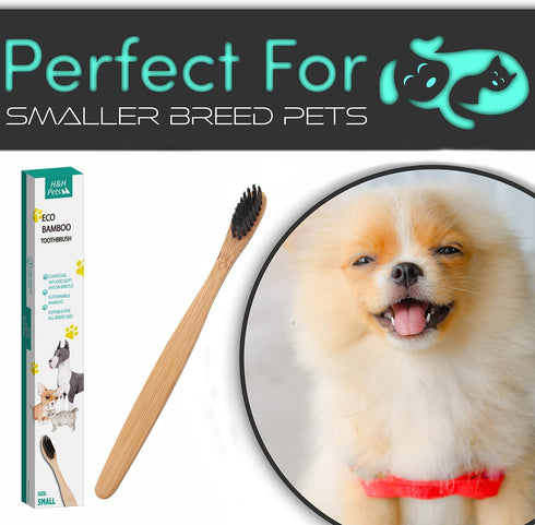 H&H Pets Bamboo Toothbrush Set: Ultra Soft Bristles & Biodegradable Wooden Toothbrush for Dogs and Cats (Small; 8-Count