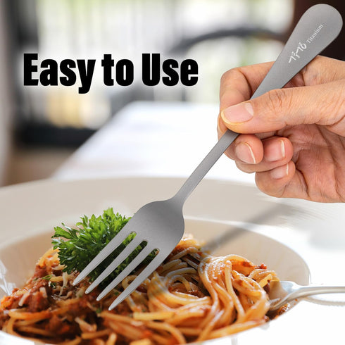 Set, (Matte-1 2pcs) TiTo Titanium Cutlery Lightweight Titanium Fork and Spoon Portable Reusable Flatware for Home