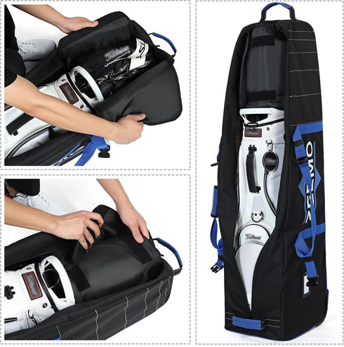 ZEEMO Golf Travel Bag for Men, Mid-open Covers with Protective Panel for Golf Clubs, Soft-Sided, Waterproof & Wheels