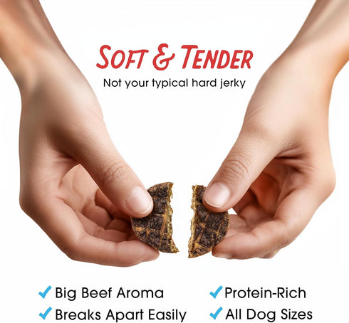 Farmland 3 13.5 Traditions Dogs Love Beef Jerky Dog Treats with Only Ingredients and No Fillers, Ounce Bag