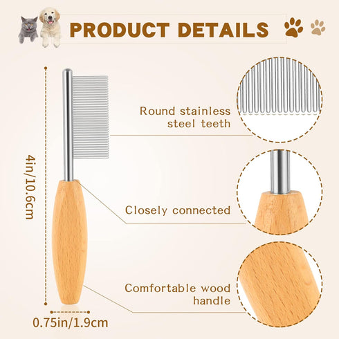 4 In Pet Comb Face and Feet Comb Face Comb for Dogs Small Face And Finishing Comb Dog Grooming Combs Metal Pocket Comb Perfect For Small Pets Faces Matted Fur Knots Tangles