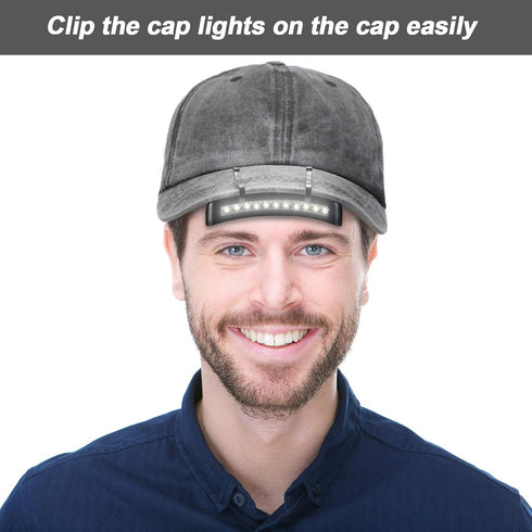Mudder 4 Pcs Hat Light Clip with 11 LED, Battery Powered Ultra Bright Waterproof Headlamp for Hunting, Camping, Fishing.