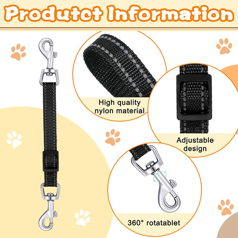 5 Pcs Adjustable Reflective Nylon Dog Collar Clips, Metal Double Ended Backup Clasp for Dog Harness (Bright Color)