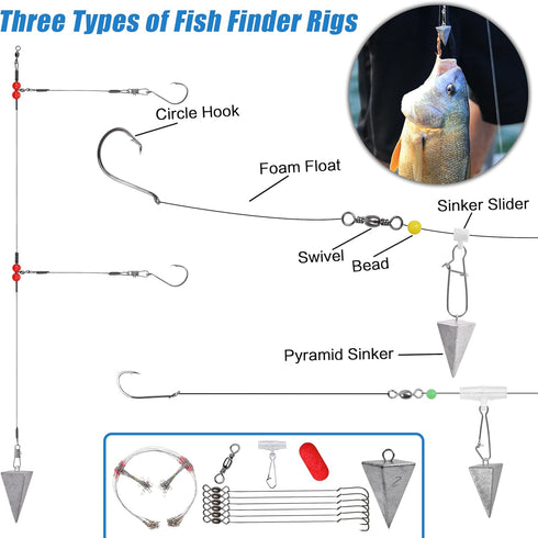 Saltwater Fishing Gear - 180pcs Surf Fishing Tackle Kit with Various Accessories