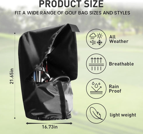 Golf Bag Rain Cover, Waterproof Hood Protection for Club Bags, Durable Lightweight