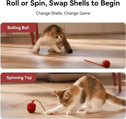 2 1 Duo2 Cheerble in Interactive Cat Toys for Indoor Cats - Wicked Ball Automatic Cat Toy, Dual Interchangeable Shells