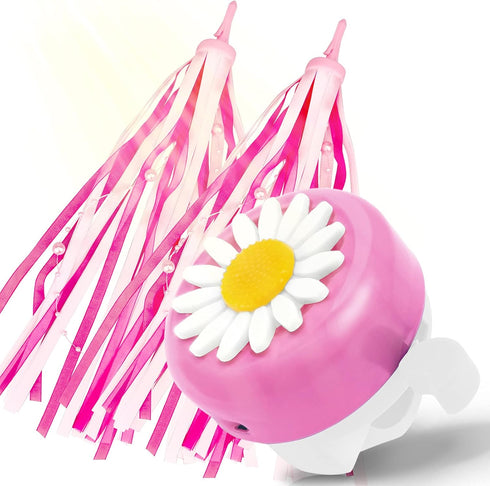 kortes Kids Bike Bell and 2 Pack Kids Bike Streamers for Children's Bike Accessories (Pink, Red, Blue)