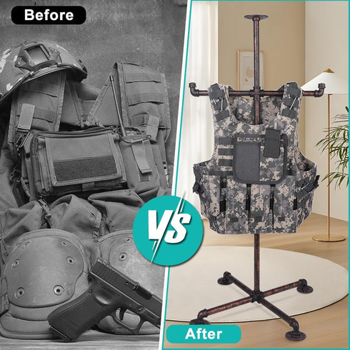 Heavy Duty Steel Tactical Gear Stand, Body Armor Holder, Plate Carrier Stand, Tactical Gear Tree