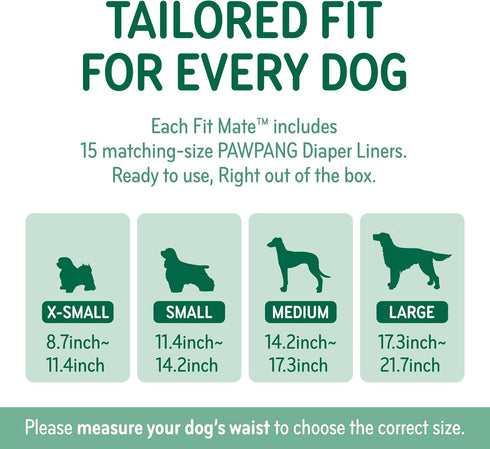 1 15 PAWPANG Copper Fit Mate Washable Male Dog Belly Band Kit Reusable Male Wrap with Dog Diaper Liners, Ideal