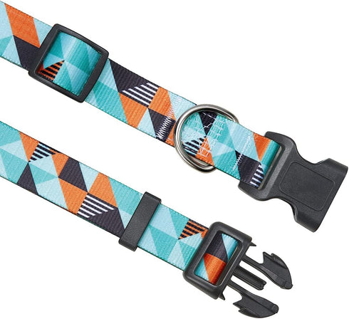 Dog Collar with Bohemia Floral Patterns, Soft Adjustable Ethnic Style Collar for Small Medium Large Dogs (Geometry, M)