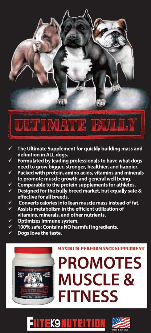 Ultimate Bully Canine Supplement, Maximum Performance, 60 Tablets, Made in The USA