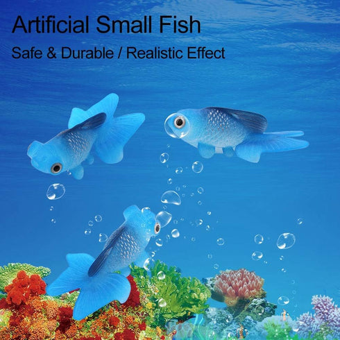 Pssopp Aquarium Fake Fish Decoration, Artificial Blue Goldfish Betta Fish, Small Lifelike Fake Fish Tank Ornaments