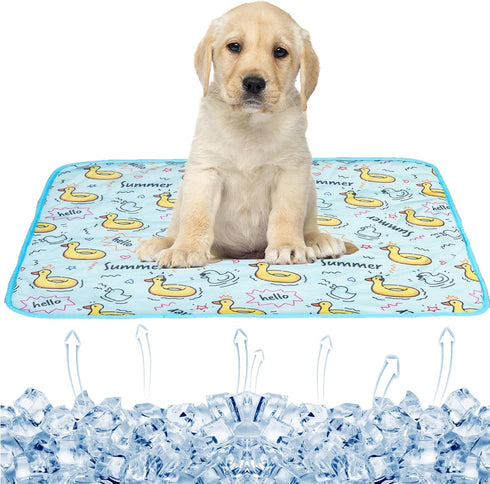 Dog Ice Pad, Summer Cool Bamboo Mat for Cats and Dogs, Breathable Pet Cooling Pad (Duck, M)