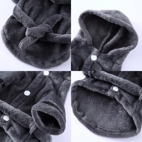 QHKFTW Luxury Small Dog Bathrobe - Soft Flannel Pajamas, Quick Drying Hooded Bath Robe, Super Absorbent Towel