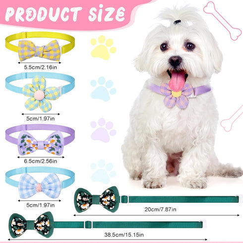 22 Pack Dog Bow Tie Dog Flower Collar, Adjustable Bowtie Dog Collar with Dot Print Bowknot Flower Neck Tie for Medium
