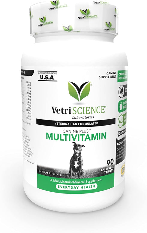 VETRISCIENCE Canine Plus MultiVitamin for Dogs - Vet Recommended Supplement, 90 Tablets