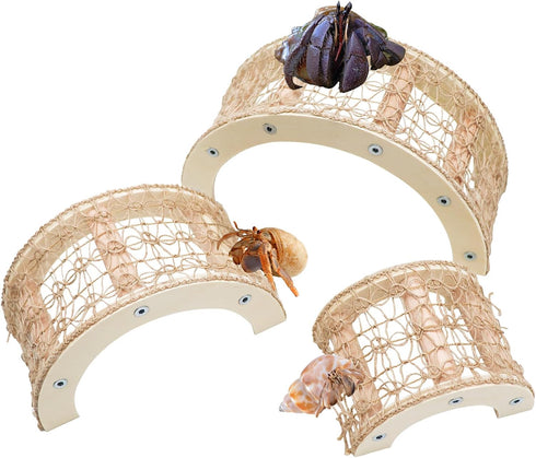 Jinkoozz 3 Pcs Hermit Crabs Climbing Toys, Natural Wooden and Hemp Rope Climbing
