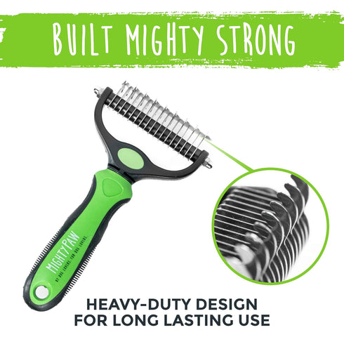 Mighty Paw Dog Grooming Brush - 2-In-1 Dual Sided Comb with Round Tip for Maximum Coat Penetration