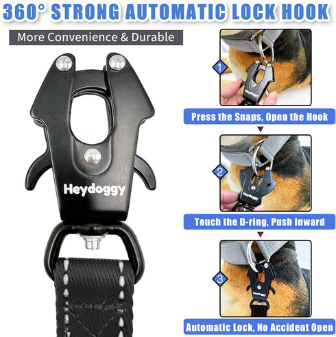 Strong Heavy Duty Dog Leash, Adjustable Short 15"-18", Reflective Nylon Training Leash for Large Medium Dogs