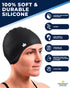 The Friendly Swede 2-Pack Swim Caps for Women & Men — Waterproof Silicone Swimming Caps for Medium & Long Hair