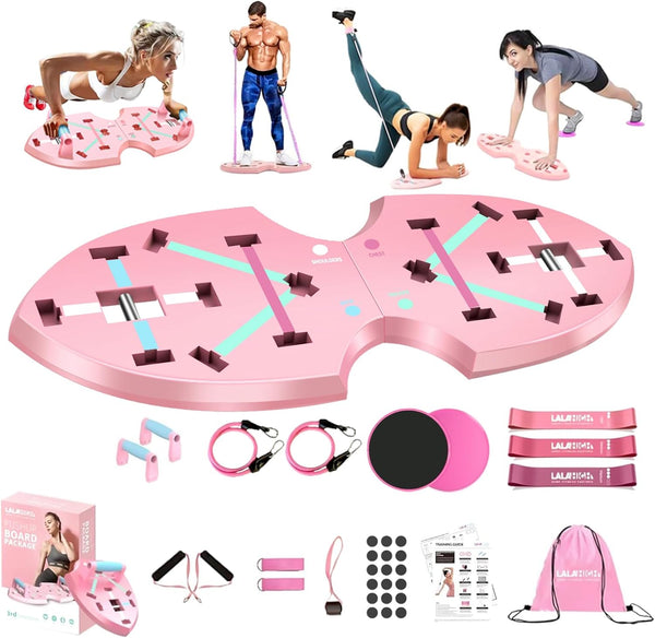 LALAHIGH Portable Home Gym System for Men and Women: Push Up Board, Pilates Bar & 20 Fitness Accessories with