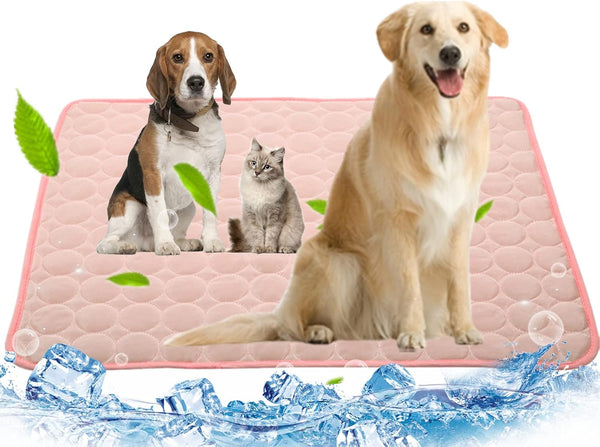Pet Cooling Mat for Dogs, Ice Silk Cooling Blanket for Extra Large Dogs, Indoor & Outdoor (Pink, XL 40" x 28")