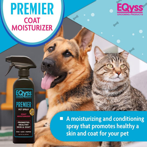 EQyss Premier Pet Spray (16 oz) - Non-greasy Moisturizer & Conditioner for Healthy Skin & Coat, Repels Dust & Dirt