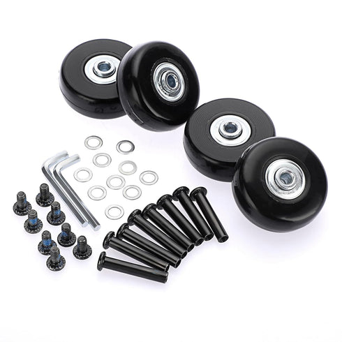 OwnMy 45mm x 18mm Luggage Wheels Replacement Set of 4, Mute Suitcase Replacement Wheels with Black Screws, Axles,