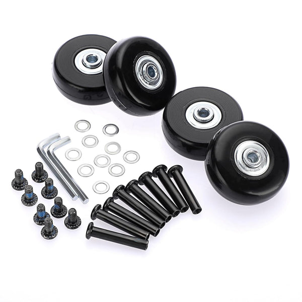 OwnMy 45mm x 18mm Luggage Wheels Replacement Set of 4, Mute Suitcase Replacement Wheels with Black Screws, Axles,
